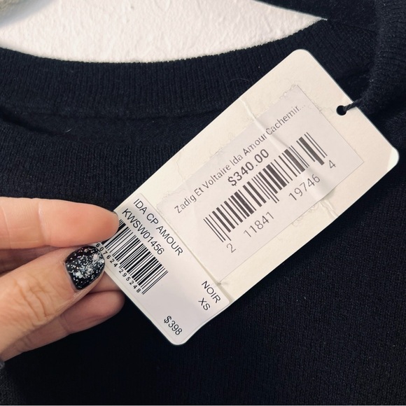NWT $340 Zadig & Voltaire Ida Cashmere Sweater Jumper in Black Size XS - Picture 9 of 9